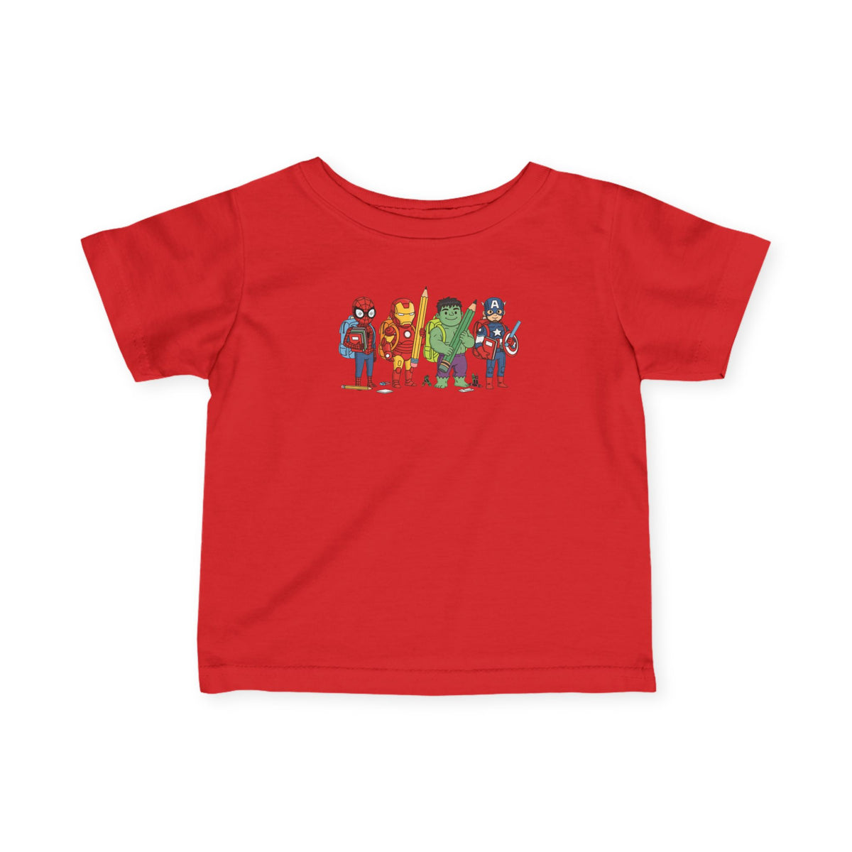 Baby Superhero Crew Tee - Cute Cartoon Heroes Infant Jersey Shirt