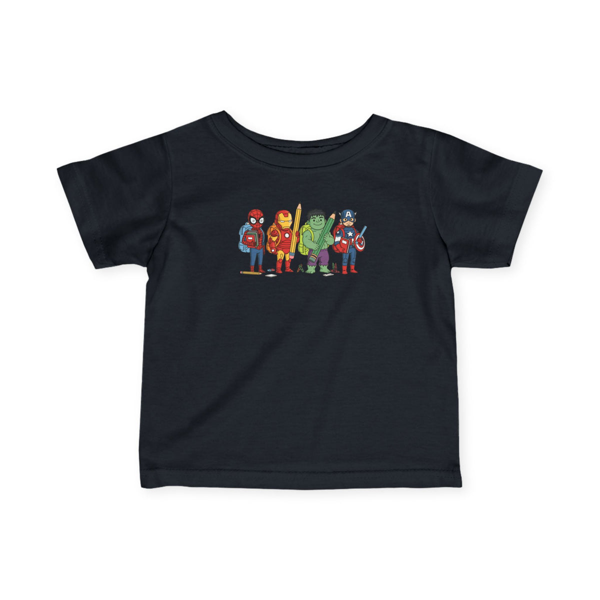 Baby Superhero Crew Tee - Cute Cartoon Heroes Infant Jersey Shirt