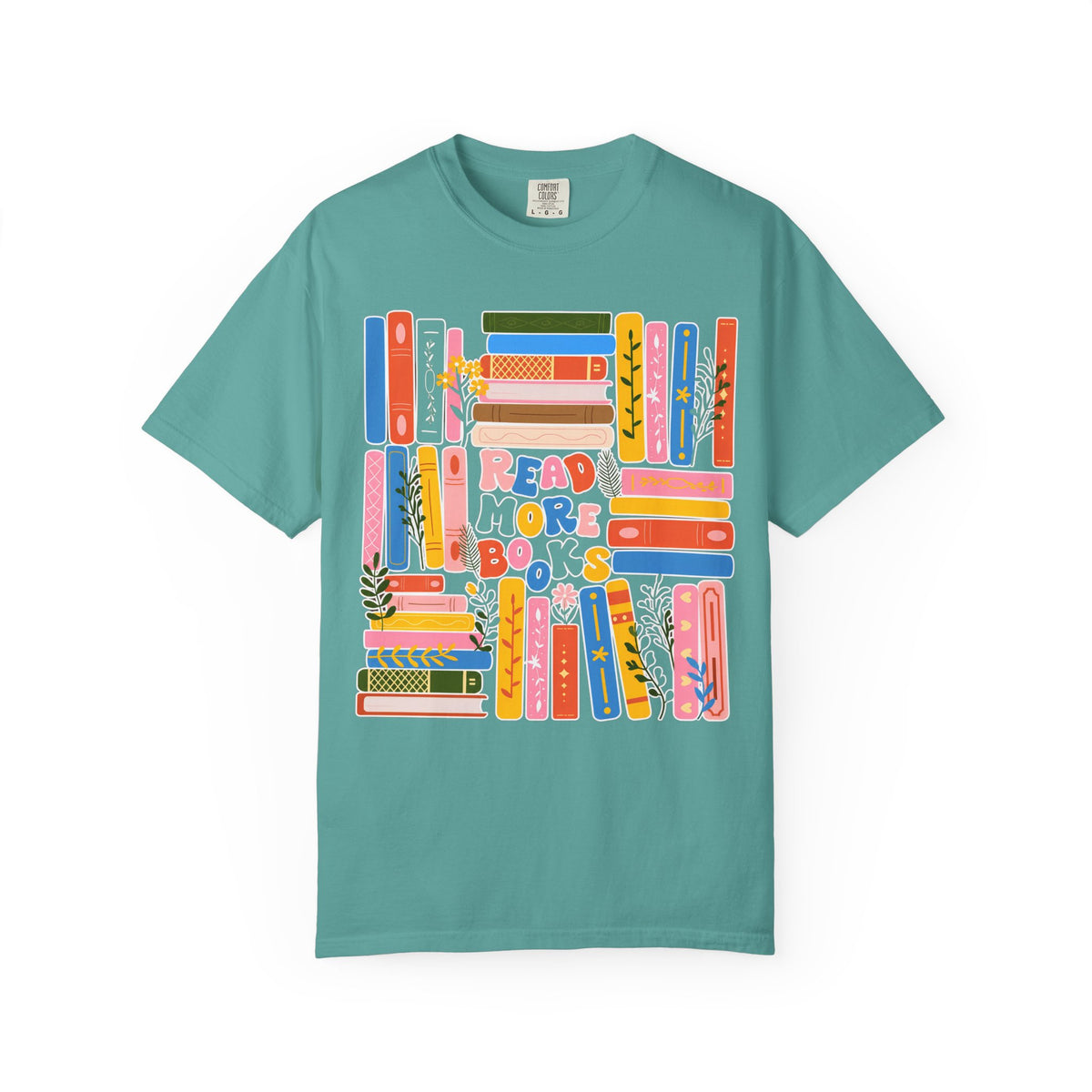 Readers Are Books T-Shirt — Colorful Bookshelf Graphic Tee for Book Lovers