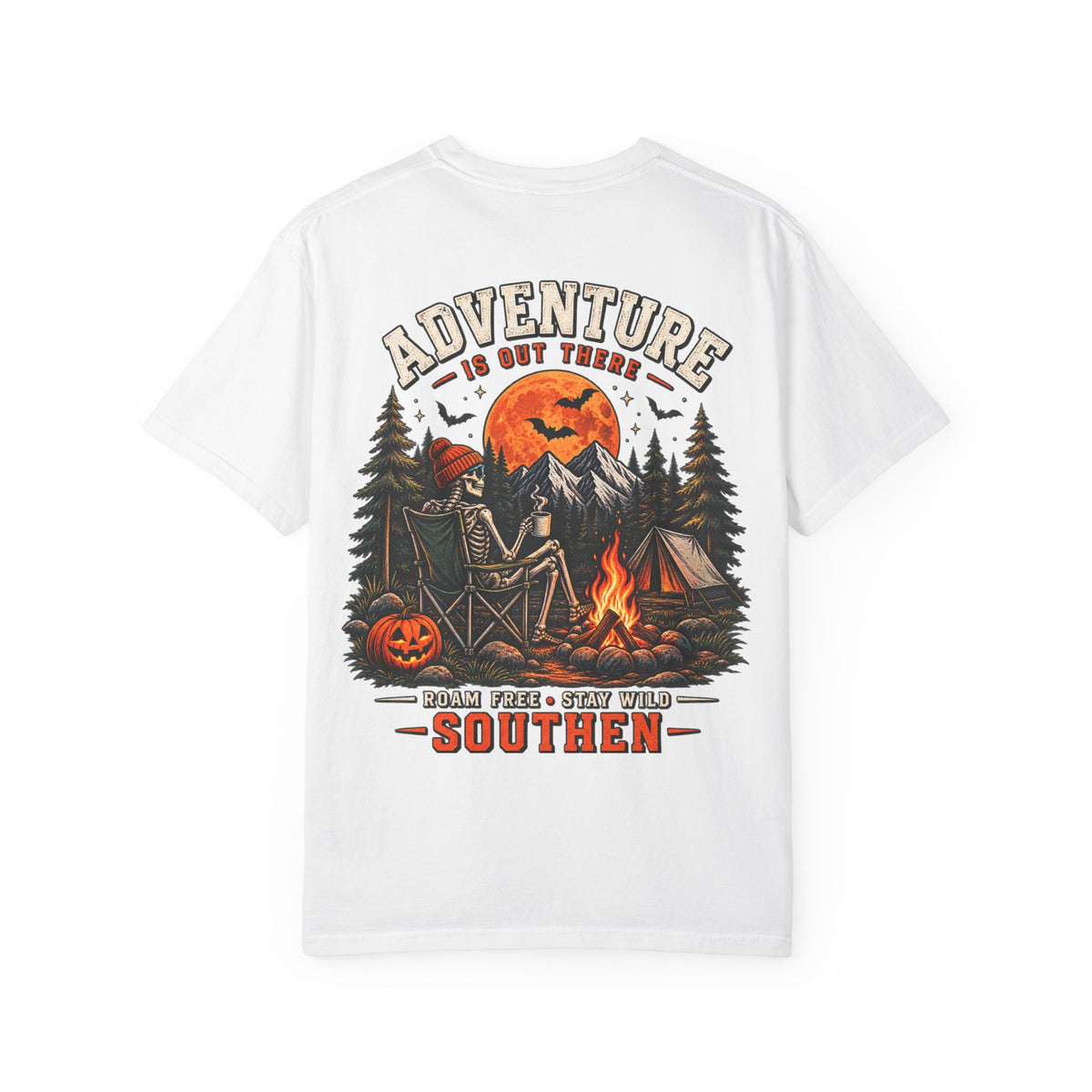 Adventure Is Out There Camping T-Shirt — Southern Outdoor Halloween Vibes