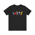 Cute School Supplies T-Shirt — Happy Pencil, Crayon, Eraser & Apple Graphic