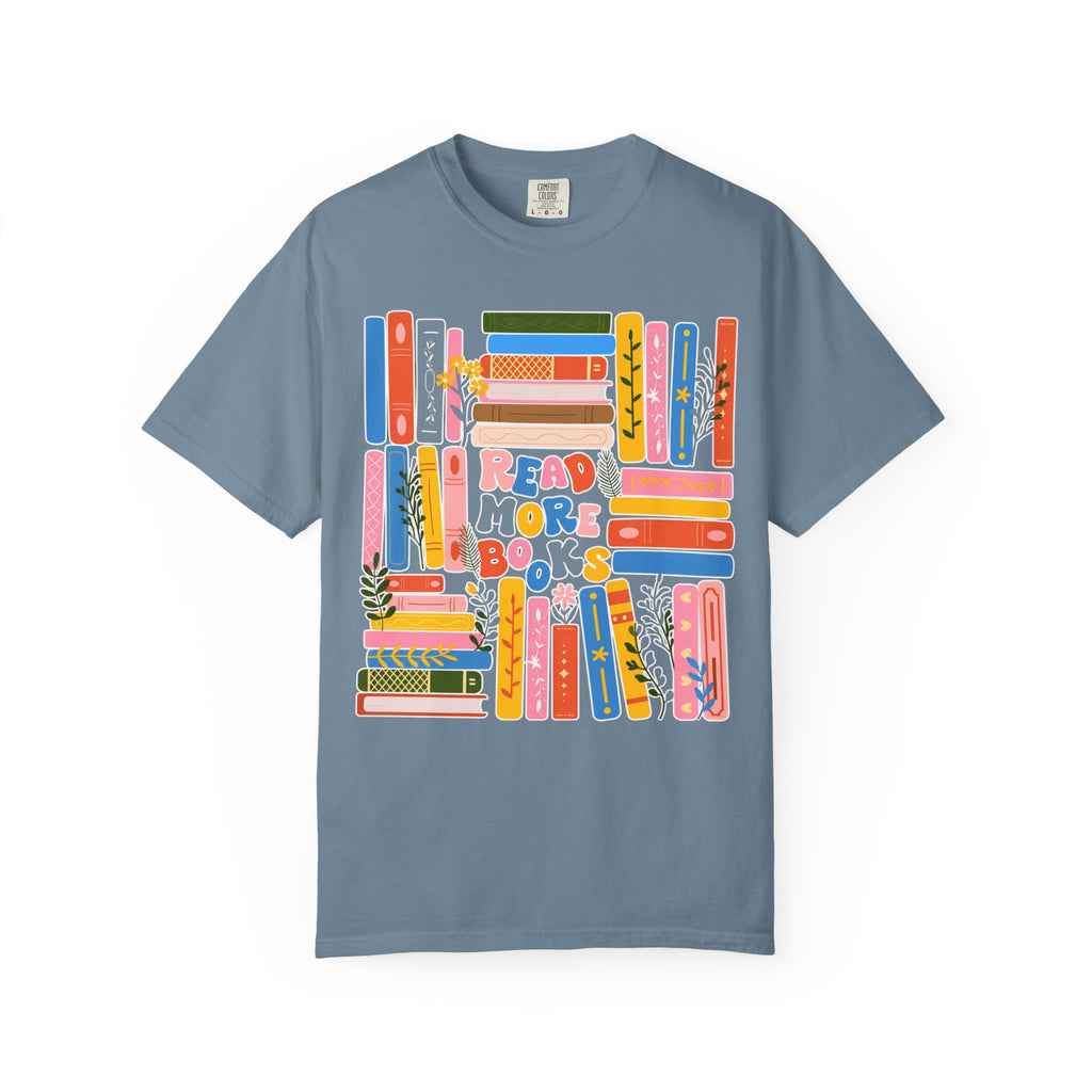 Readers Are Books T-Shirt — Colorful Bookshelf Graphic Tee for Book Lovers