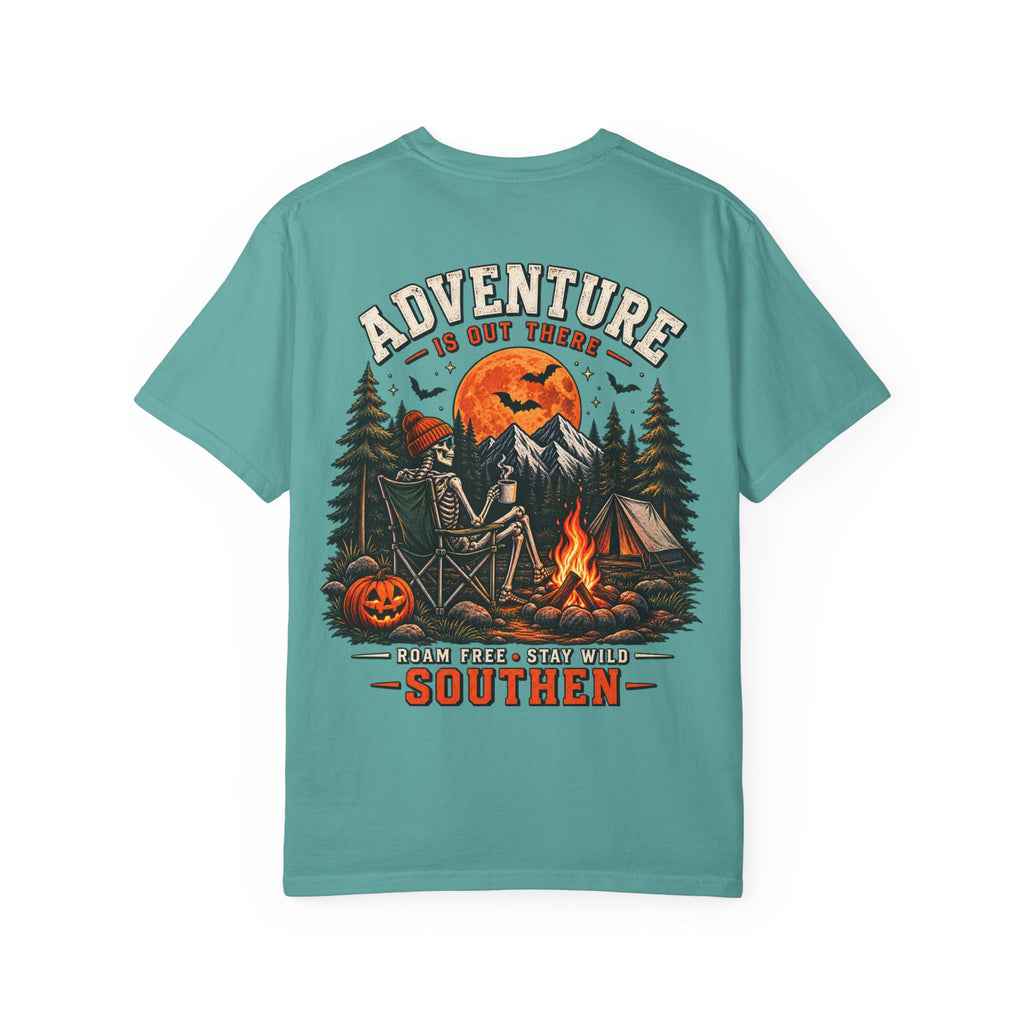 Adventure Is Out There Camping T-Shirt — Southern Outdoor Halloween Vibes