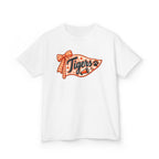 Kids Tigers Pennant T‑Shirt — Cute Orange Bow Vintage Sports Tee