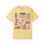 Readers Are Books T-Shirt — Colorful Bookshelf Graphic Tee for Book Lovers