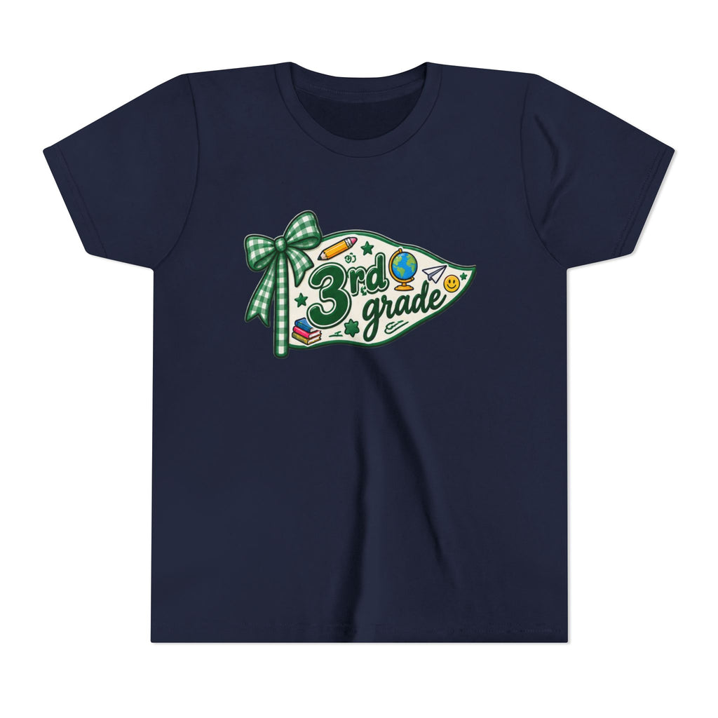 3rd Grade Pencil Pennant Youth Tee — Back-to-School Kids Shirt