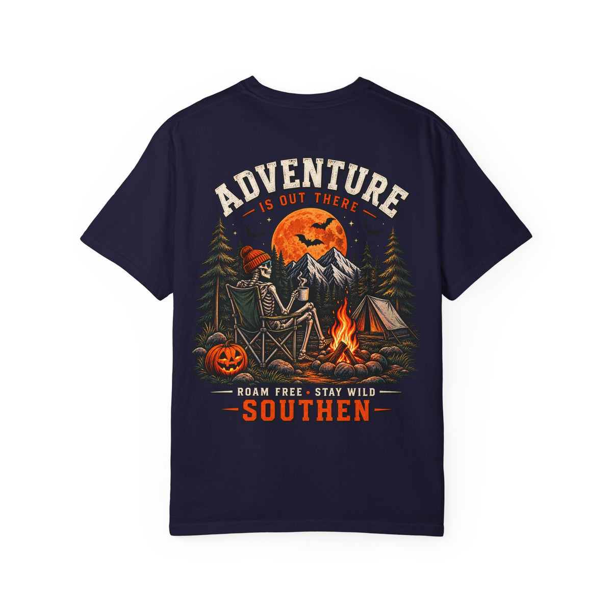 Adventure Is Out There Camping T-Shirt — Southern Outdoor Halloween Vibes