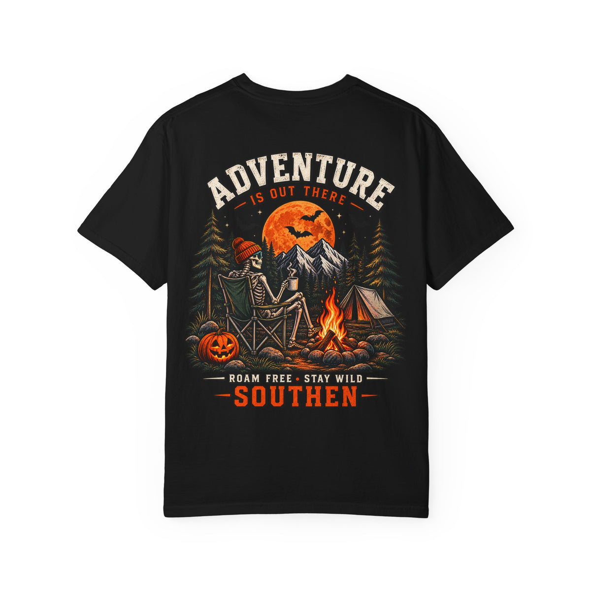 Adventure Is Out There Camping T-Shirt — Southern Outdoor Halloween Vibes