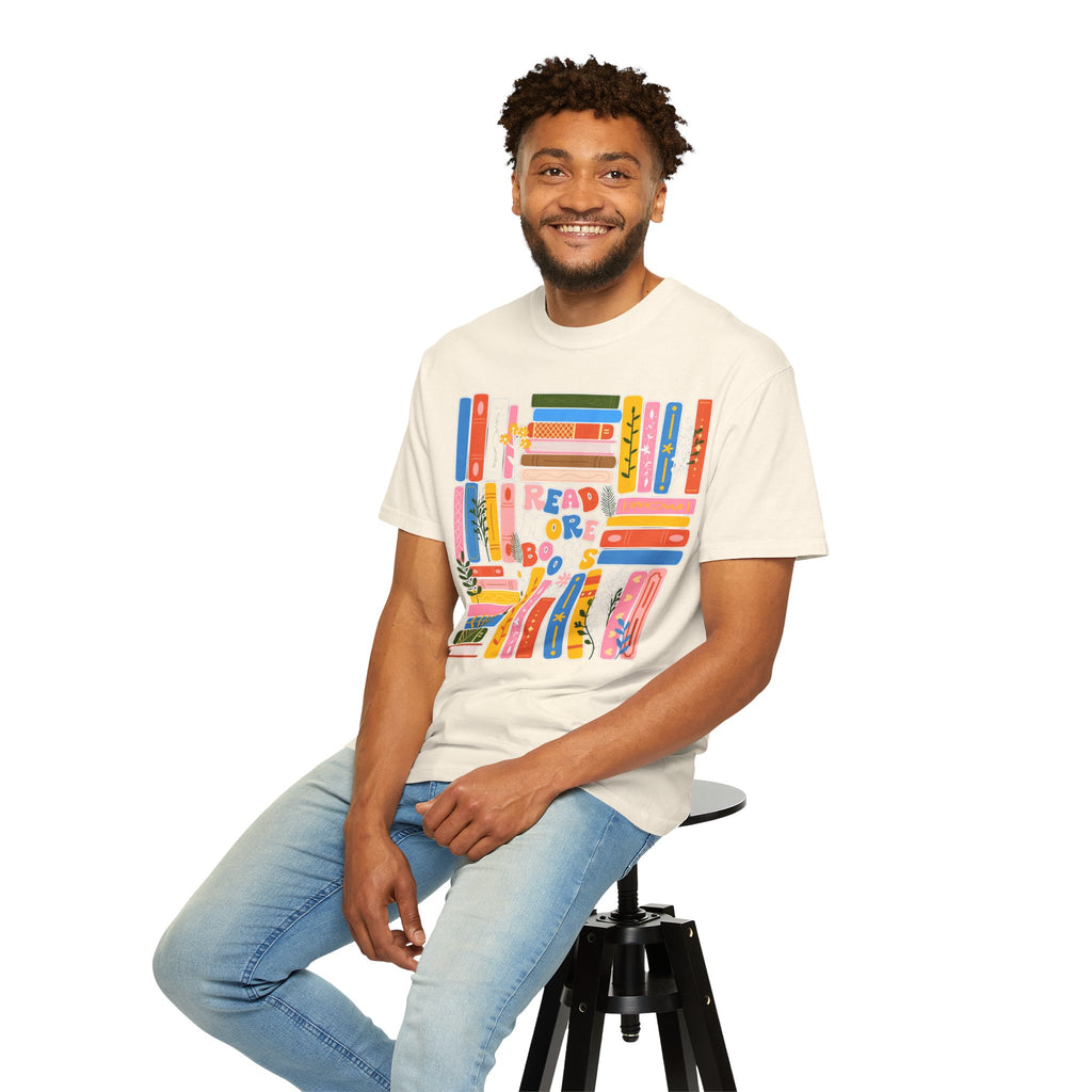 Readers Are Books T-Shirt — Colorful Bookshelf Graphic Tee for Book Lovers