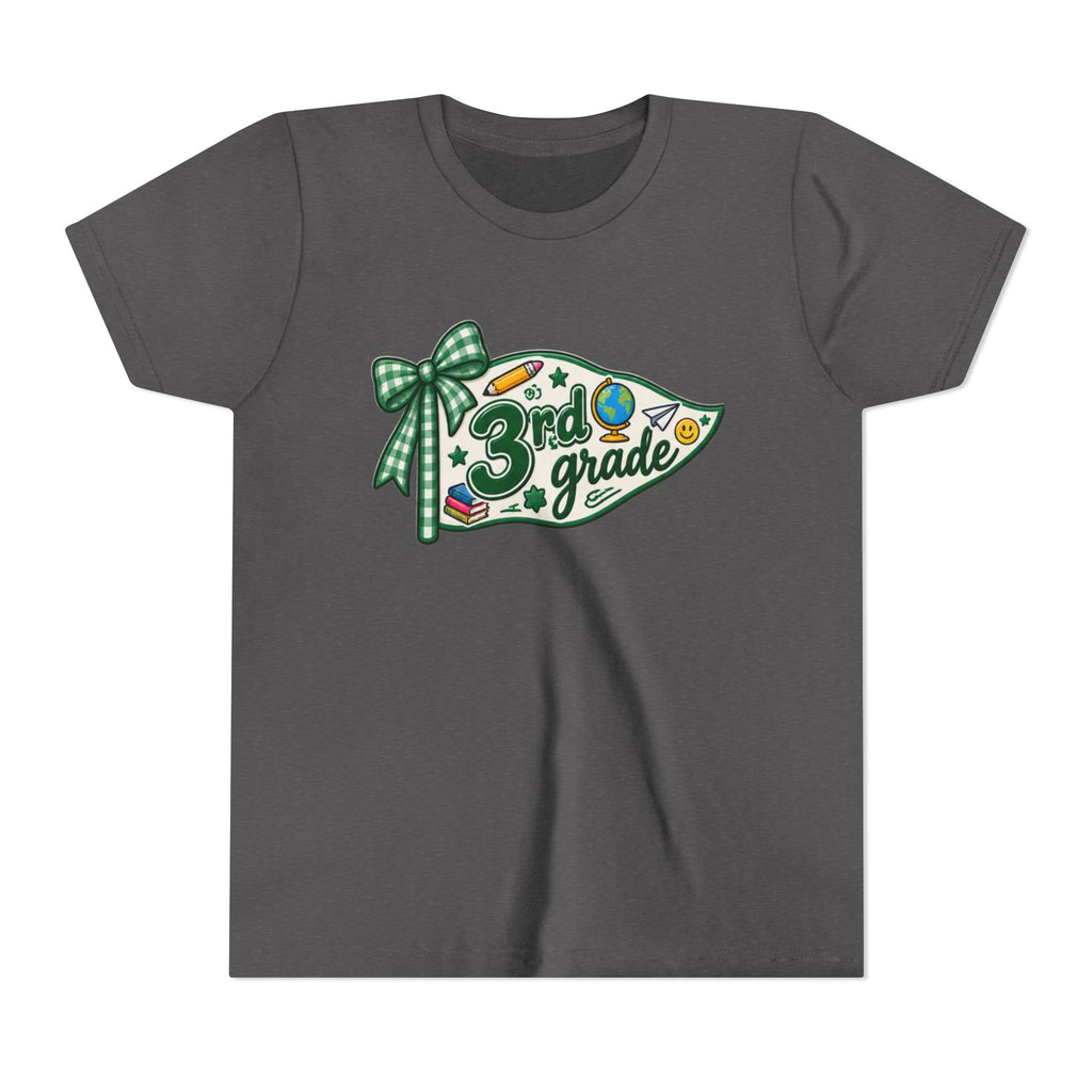 3rd Grade Pencil Pennant Youth Tee — Back-to-School Kids Shirt