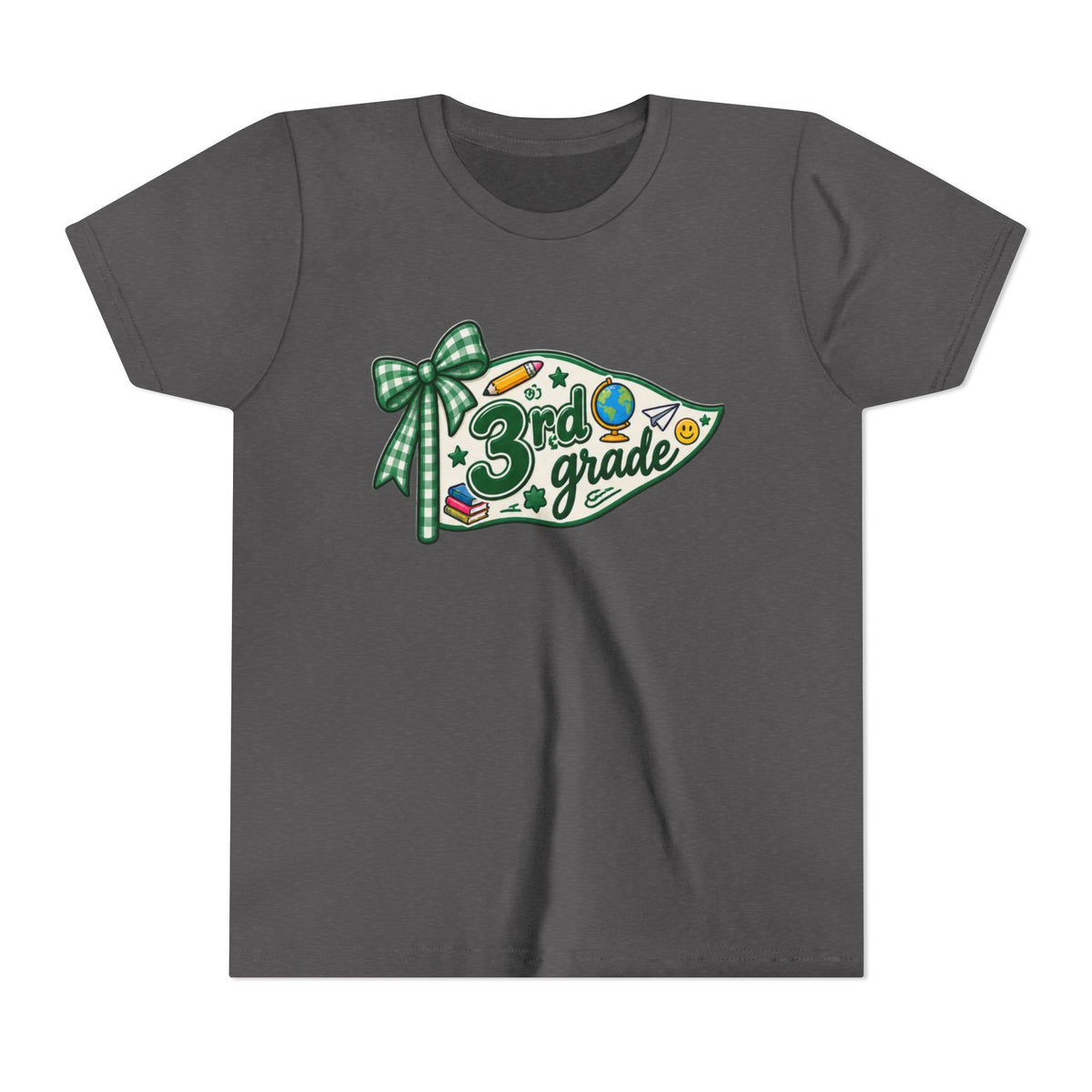 3rd Grade Pencil Pennant Youth Tee — Back-to-School Kids Shirt