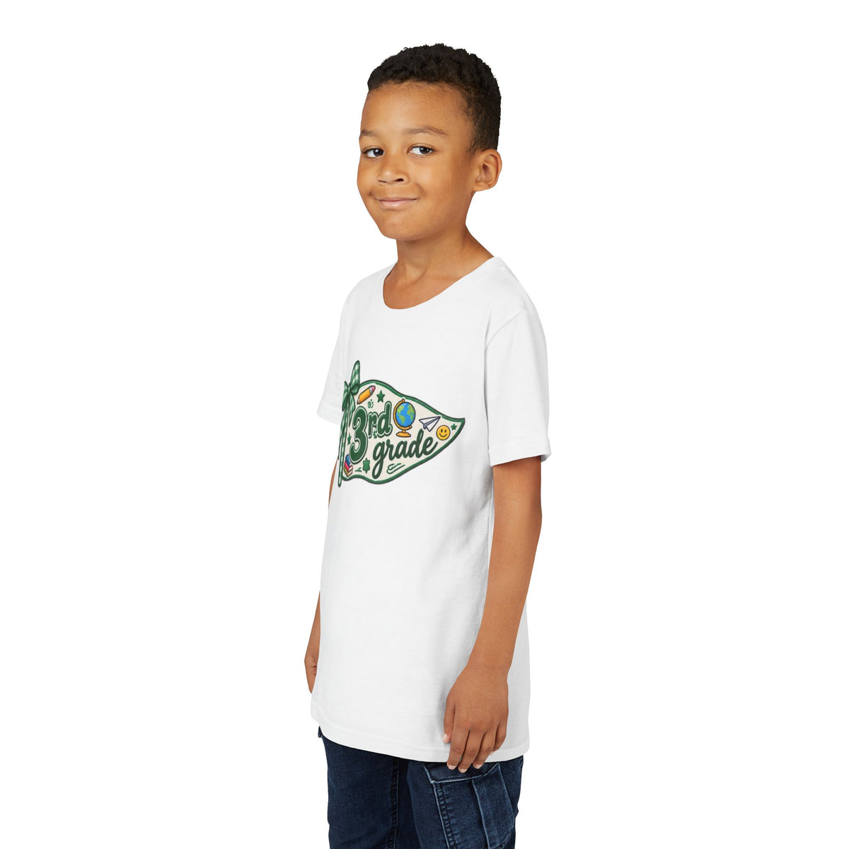 3rd Grade Pencil Pennant Youth Tee — Back-to-School Kids Shirt