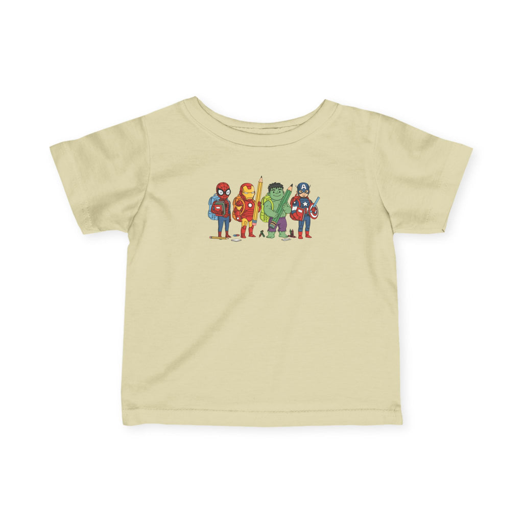 Baby Superhero Crew Tee - Cute Cartoon Heroes Infant Jersey Shirt