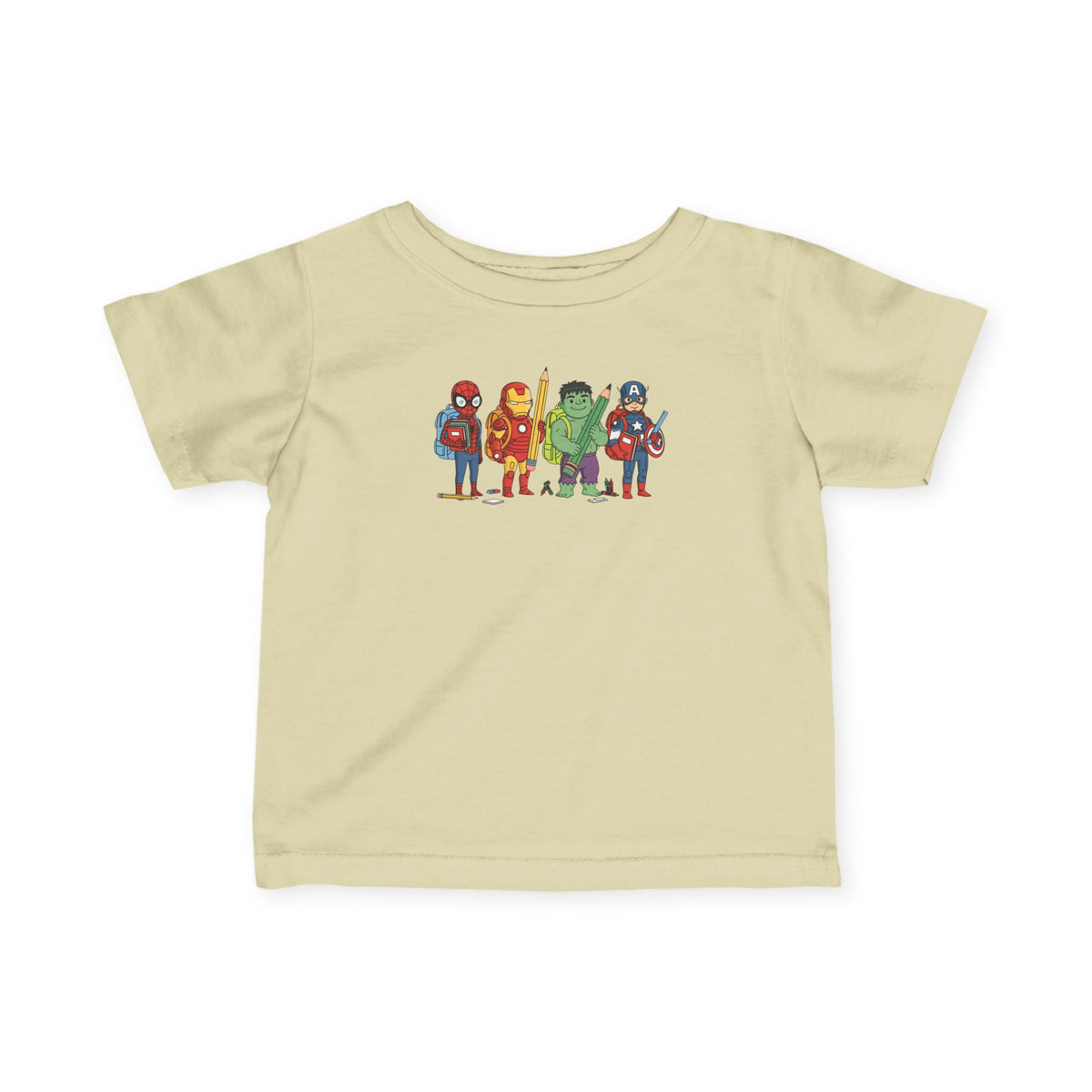 Baby Superhero Crew Tee - Cute Cartoon Heroes Infant Jersey Shirt