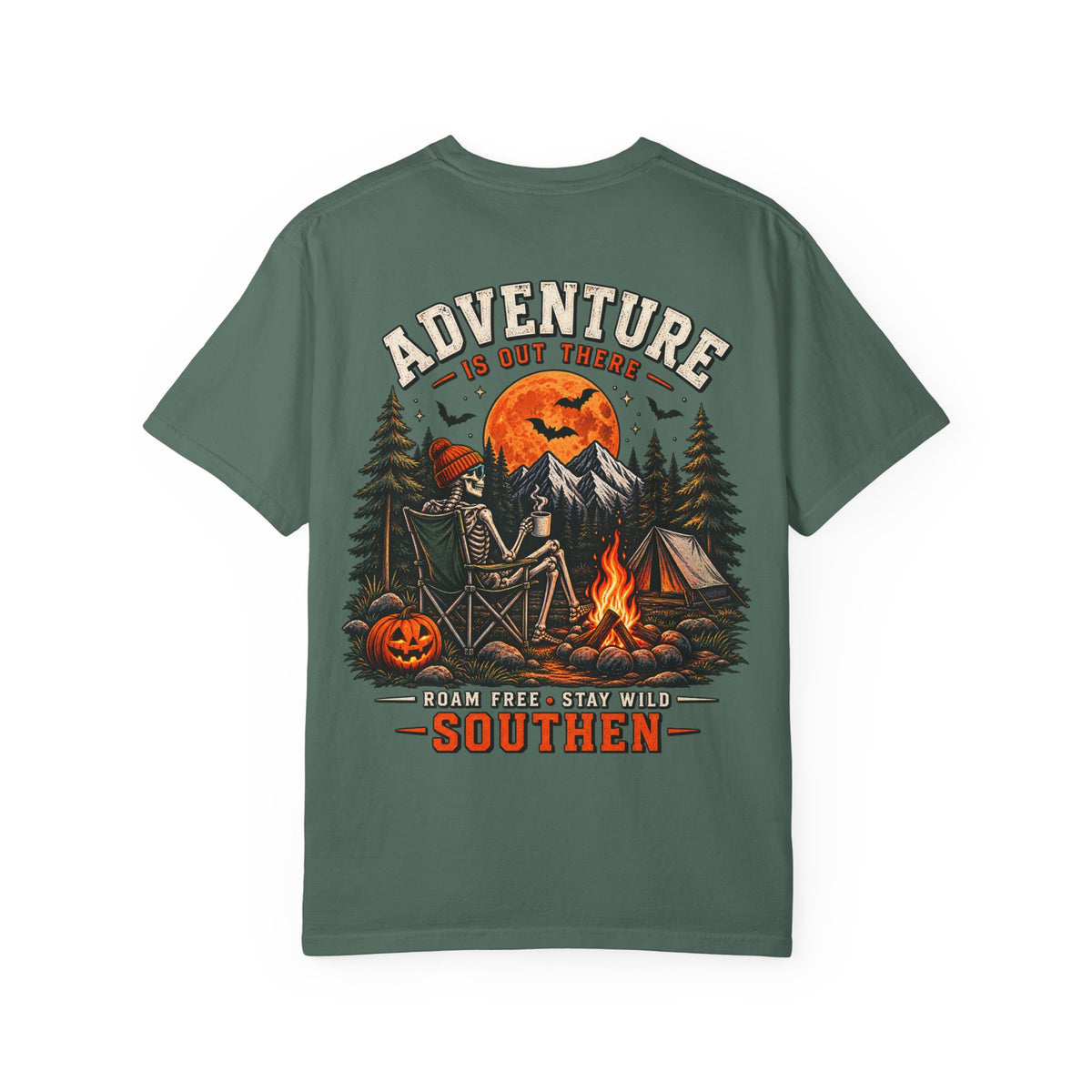 Adventure Is Out There Camping T-Shirt — Southern Outdoor Halloween Vibes