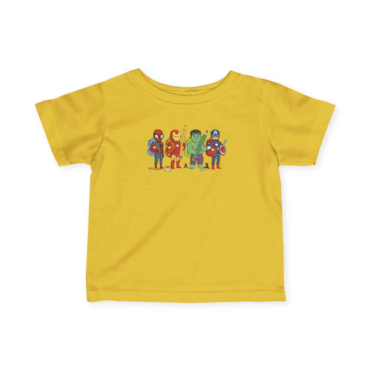 Baby Superhero Crew Tee - Cute Cartoon Heroes Infant Jersey Shirt