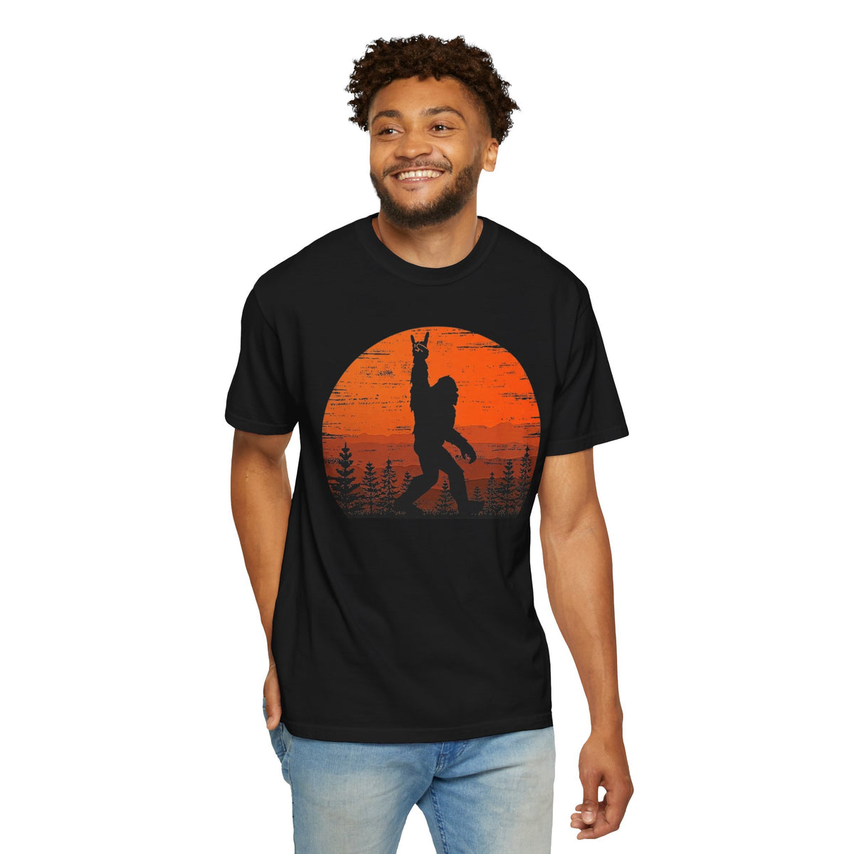 Funny Retro Bigfoot Rock Roll Shirt Forest Sasquatch Believers