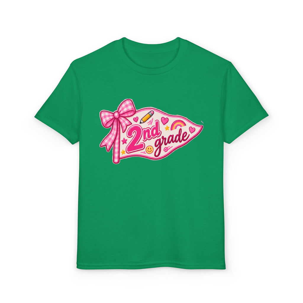 2nd Grade Girls T‑Shirt — Pink Pencil Pennant Back to School Tee