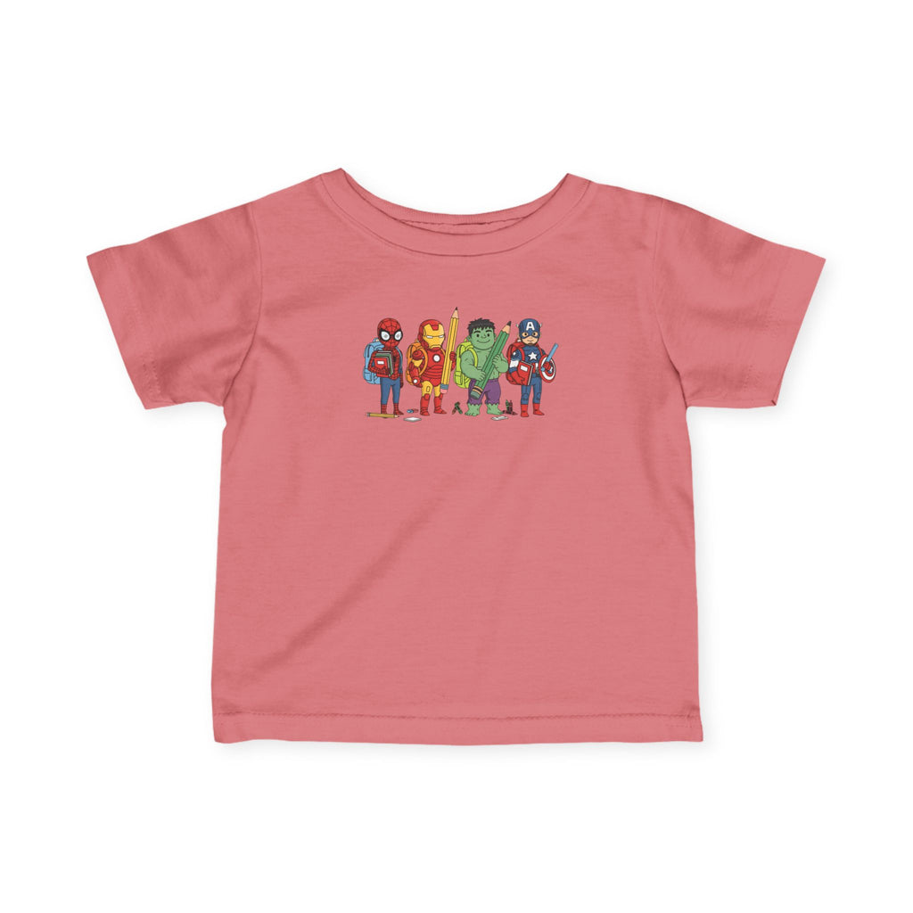 Baby Superhero Crew Tee - Cute Cartoon Heroes Infant Jersey Shirt