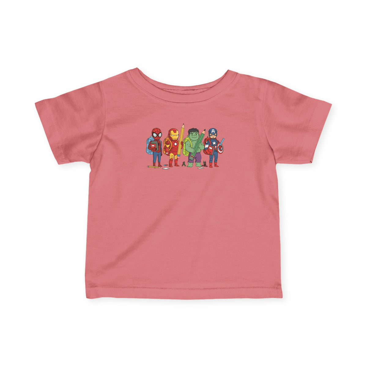 Baby Superhero Crew Tee - Cute Cartoon Heroes Infant Jersey Shirt