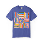 Readers Are Books T-Shirt — Colorful Bookshelf Graphic Tee for Book Lovers