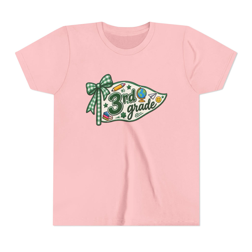 3rd Grade Pencil Pennant Youth Tee — Back-to-School Kids Shirt