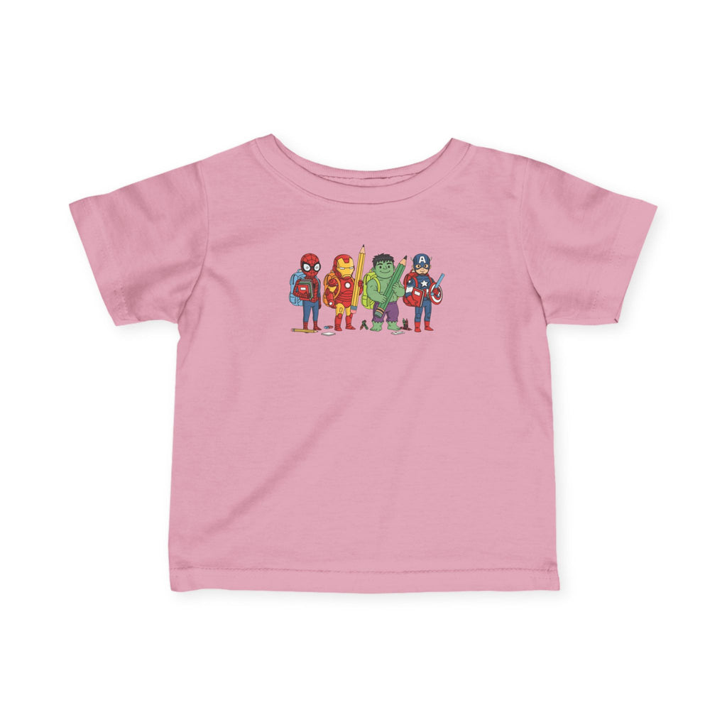 Baby Superhero Crew Tee - Cute Cartoon Heroes Infant Jersey Shirt