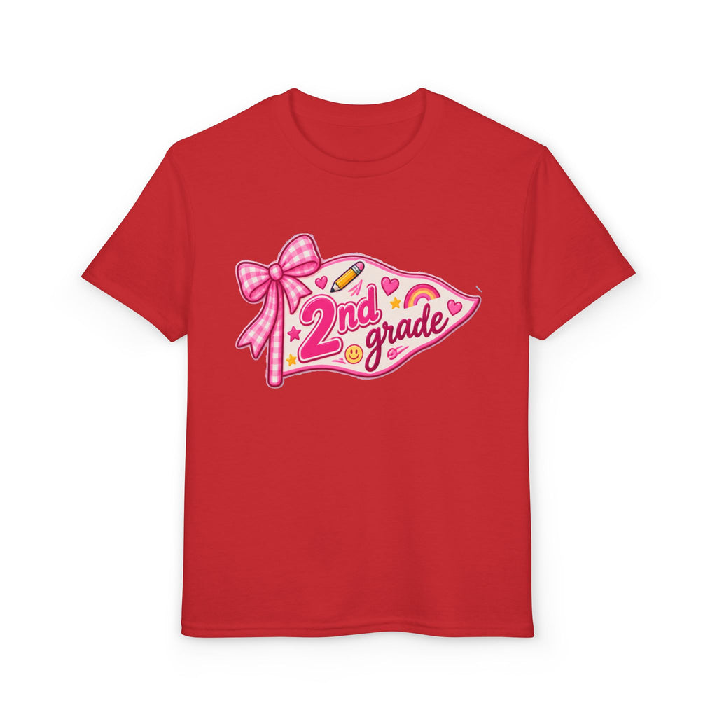 2nd Grade Girls T‑Shirt — Pink Pencil Pennant Back to School Tee