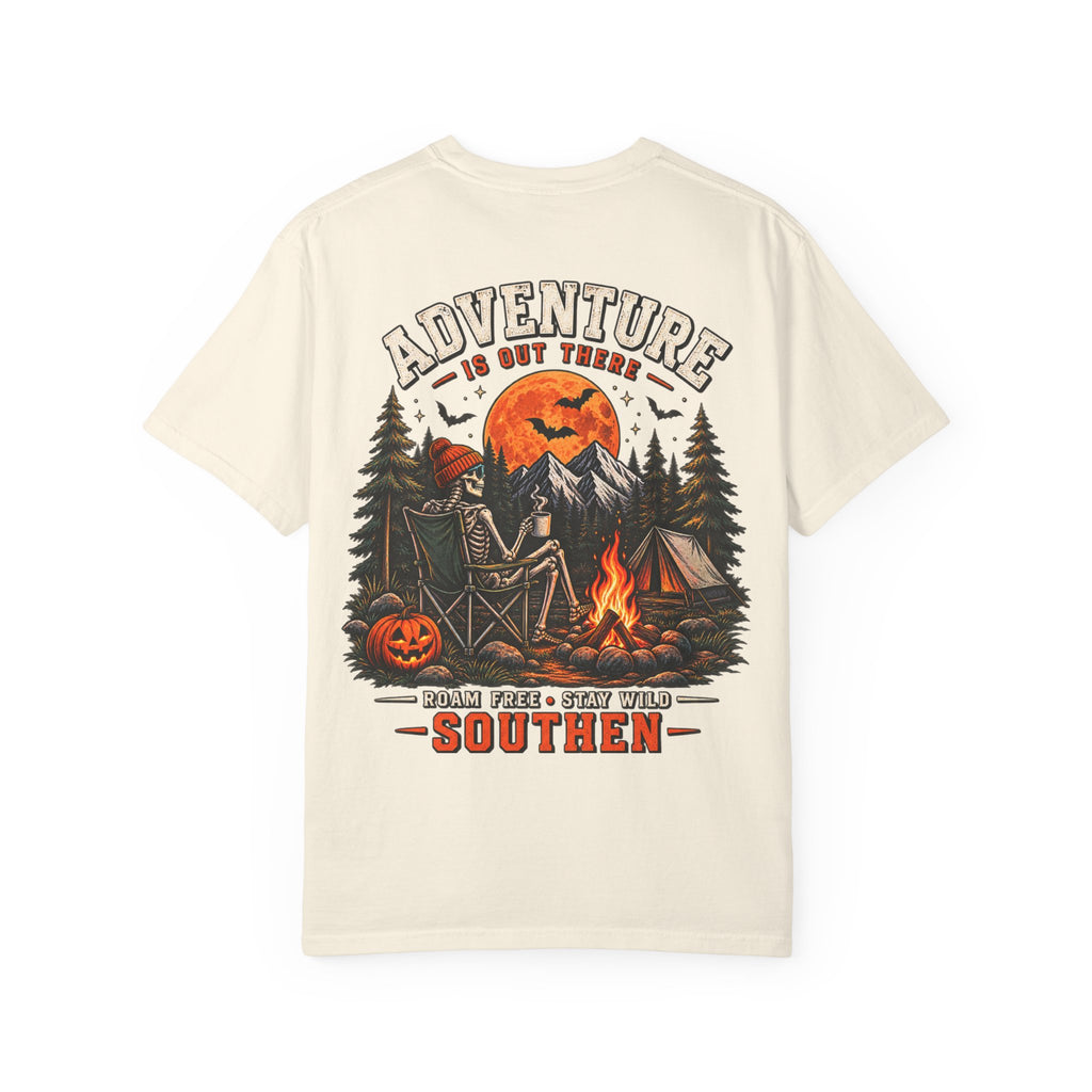 Adventure Is Out There Camping T-Shirt — Southern Outdoor Halloween Vibes