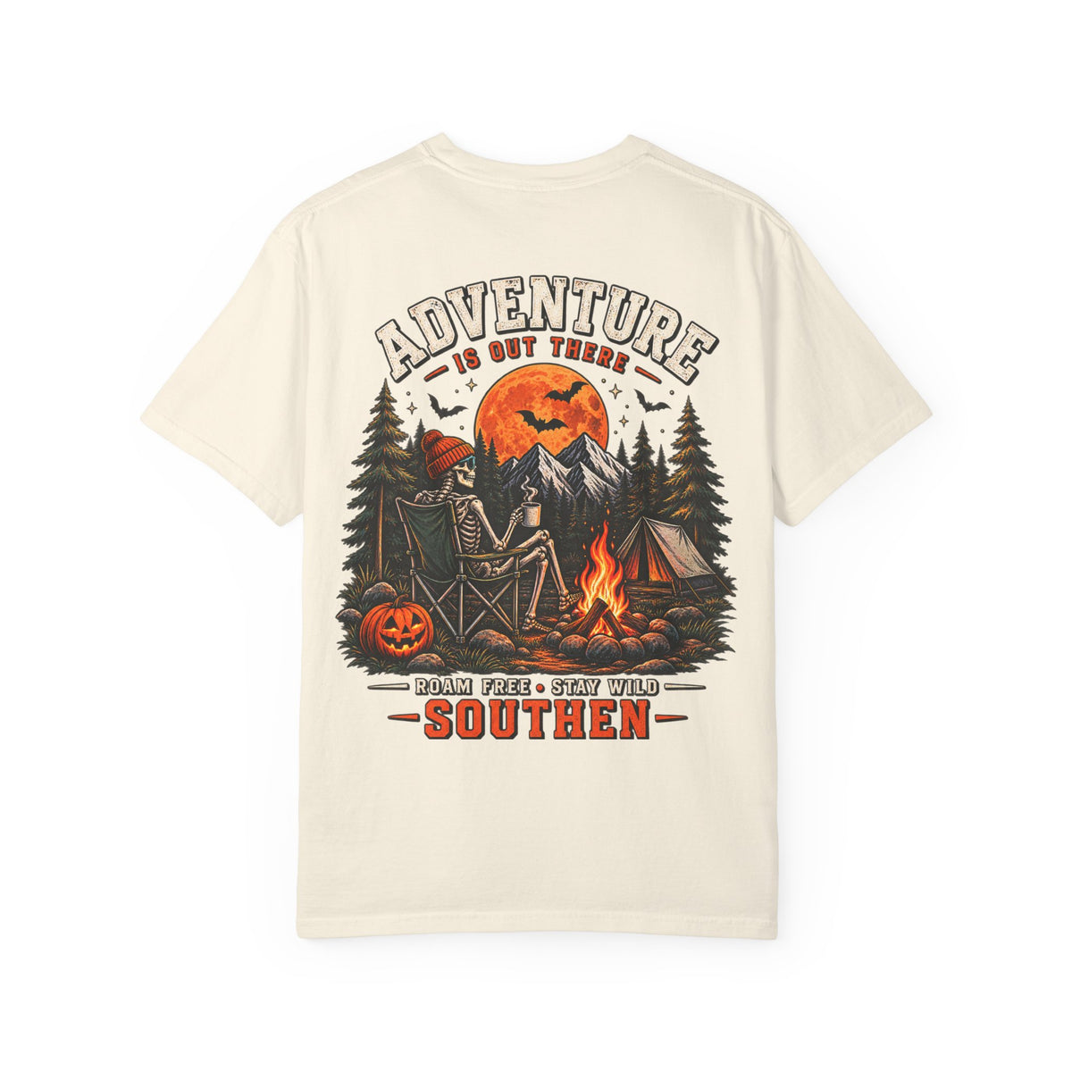 Adventure Is Out There Camping T-Shirt — Southern Outdoor Halloween Vibes