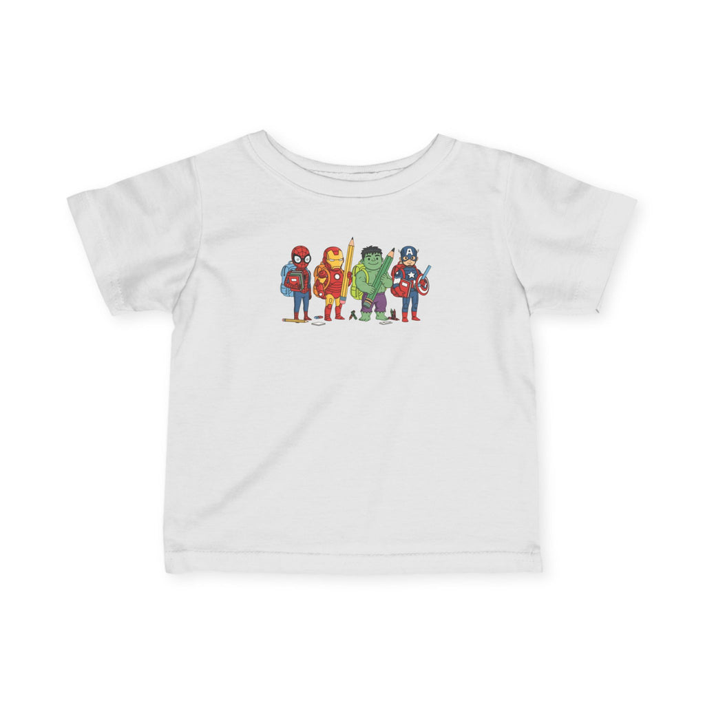 Baby Superhero Crew Tee - Cute Cartoon Heroes Infant Jersey Shirt
