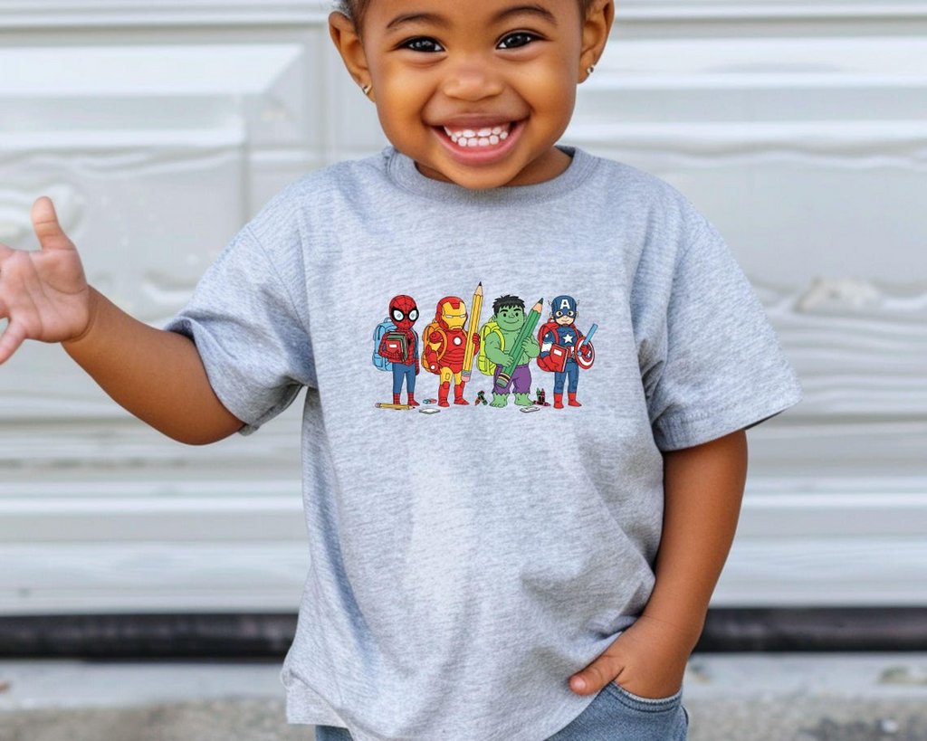 Baby Superhero Crew Tee - Cute Cartoon Heroes Infant Jersey Shirt