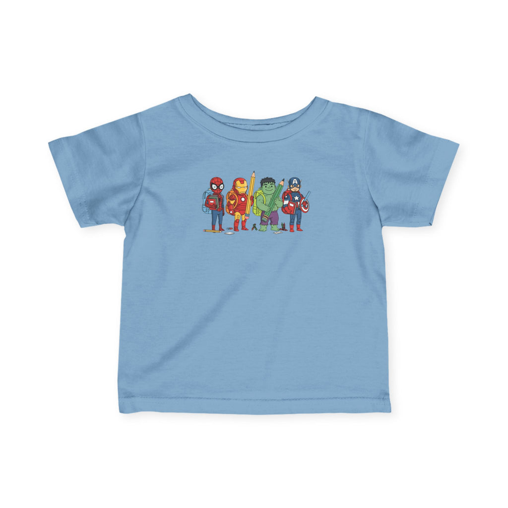 Baby Superhero Crew Tee - Cute Cartoon Heroes Infant Jersey Shirt