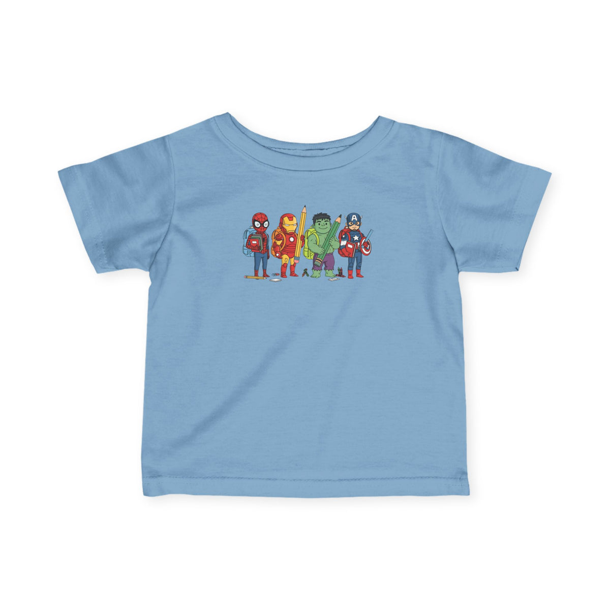 Baby Superhero Crew Tee - Cute Cartoon Heroes Infant Jersey Shirt