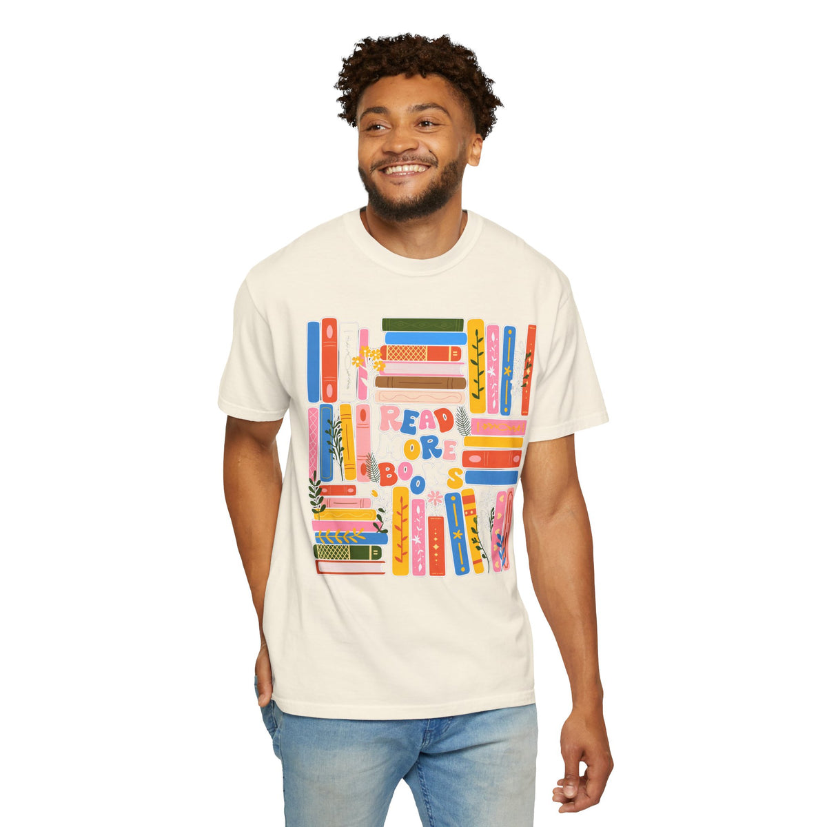 Readers Are Books T-Shirt — Colorful Bookshelf Graphic Tee for Book Lovers
