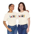 Cute School Supplies T-Shirt — Happy Pencil, Crayon, Eraser & Apple Graphic