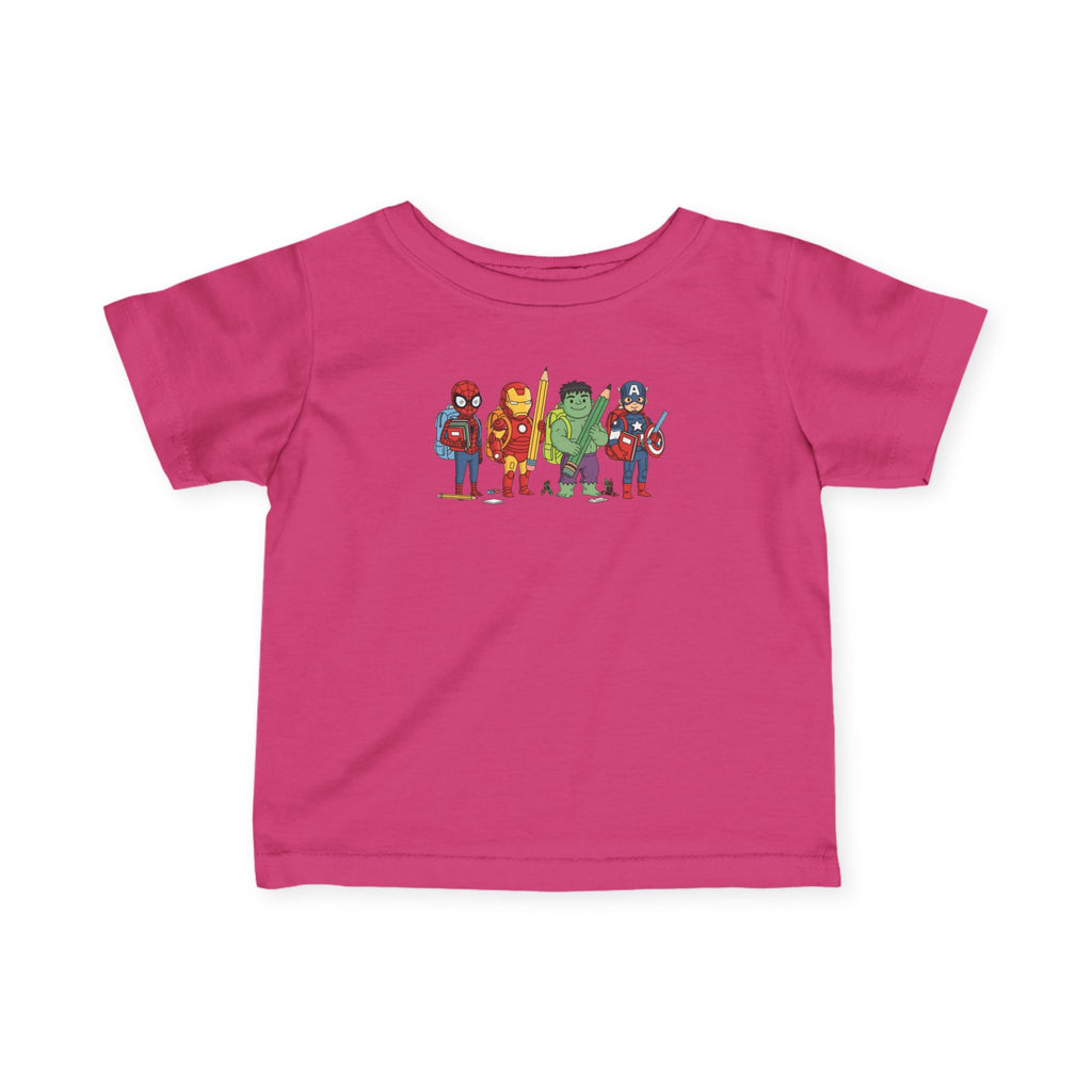 Baby Superhero Crew Tee - Cute Cartoon Heroes Infant Jersey Shirt
