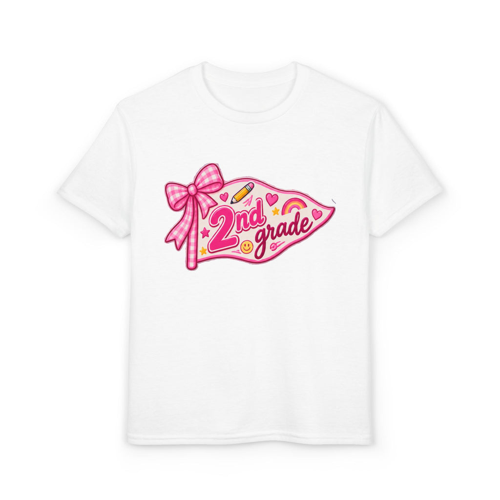 2nd Grade Girls T‑Shirt — Pink Pencil Pennant Back to School Tee