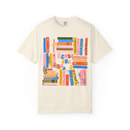 Readers Are Books T-Shirt — Colorful Bookshelf Graphic Tee for Book Lovers