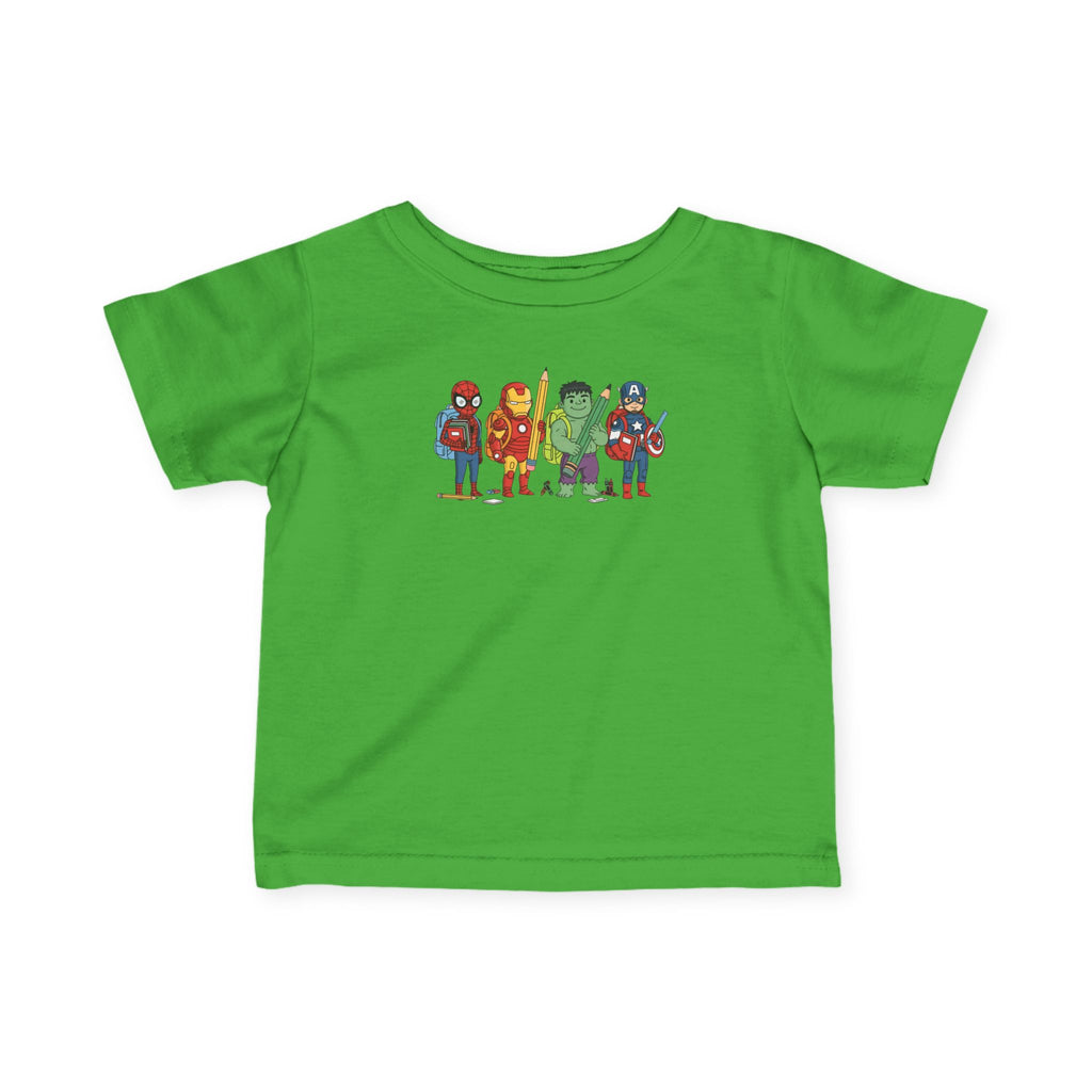 Baby Superhero Crew Tee - Cute Cartoon Heroes Infant Jersey Shirt