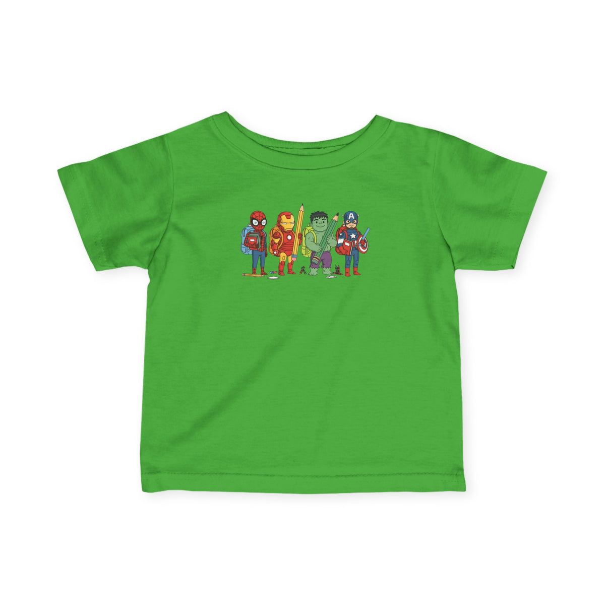 Baby Superhero Crew Tee - Cute Cartoon Heroes Infant Jersey Shirt