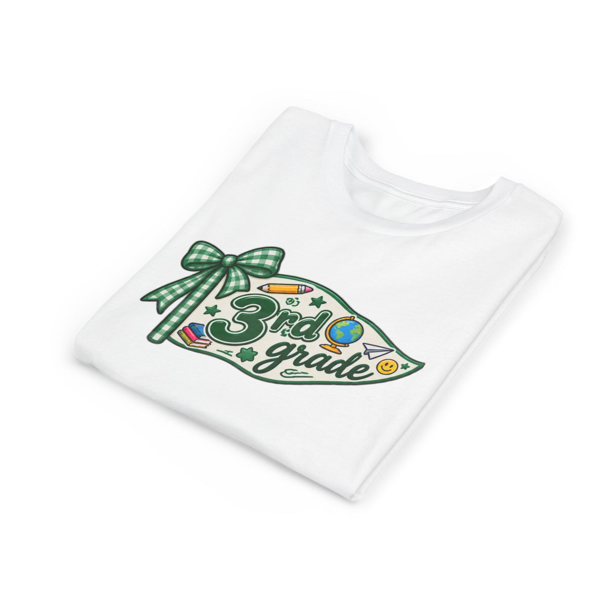 3rd Grade Pencil Pennant Youth Tee — Back-to-School Kids Shirt