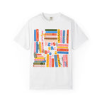 Readers Are Books T-Shirt — Colorful Bookshelf Graphic Tee for Book Lovers