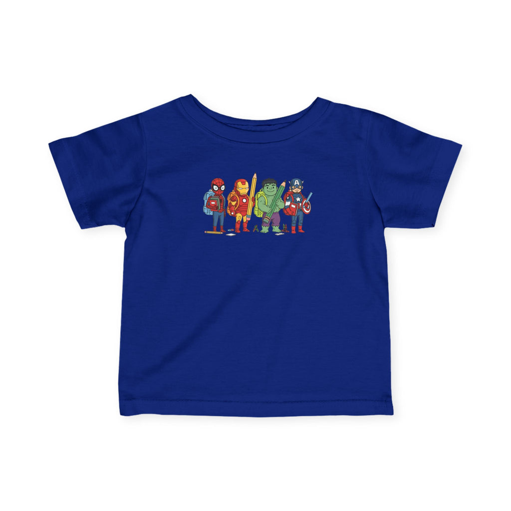 Baby Superhero Crew Tee - Cute Cartoon Heroes Infant Jersey Shirt