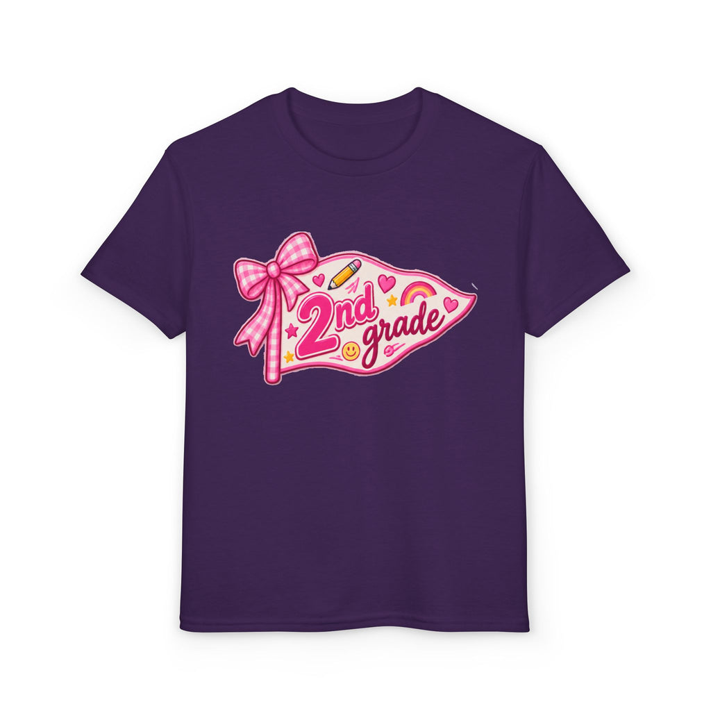 2nd Grade Girls T‑Shirt — Pink Pencil Pennant Back to School Tee