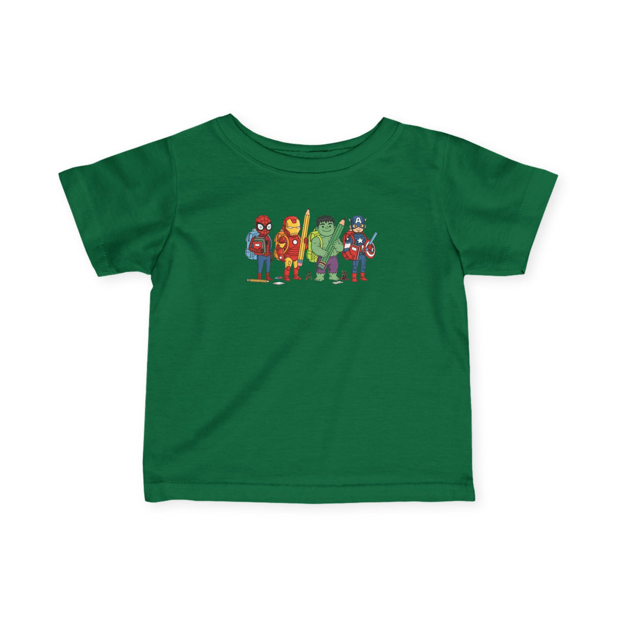 Baby Superhero Crew Tee - Cute Cartoon Heroes Infant Jersey Shirt