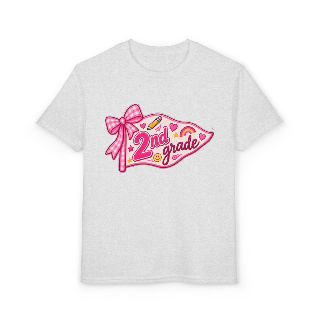 2nd Grade Girls T‑Shirt — Pink Pencil Pennant Back to School Tee