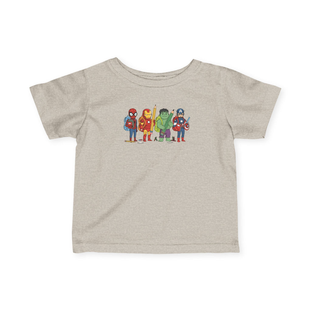 Baby Superhero Crew Tee - Cute Cartoon Heroes Infant Jersey Shirt