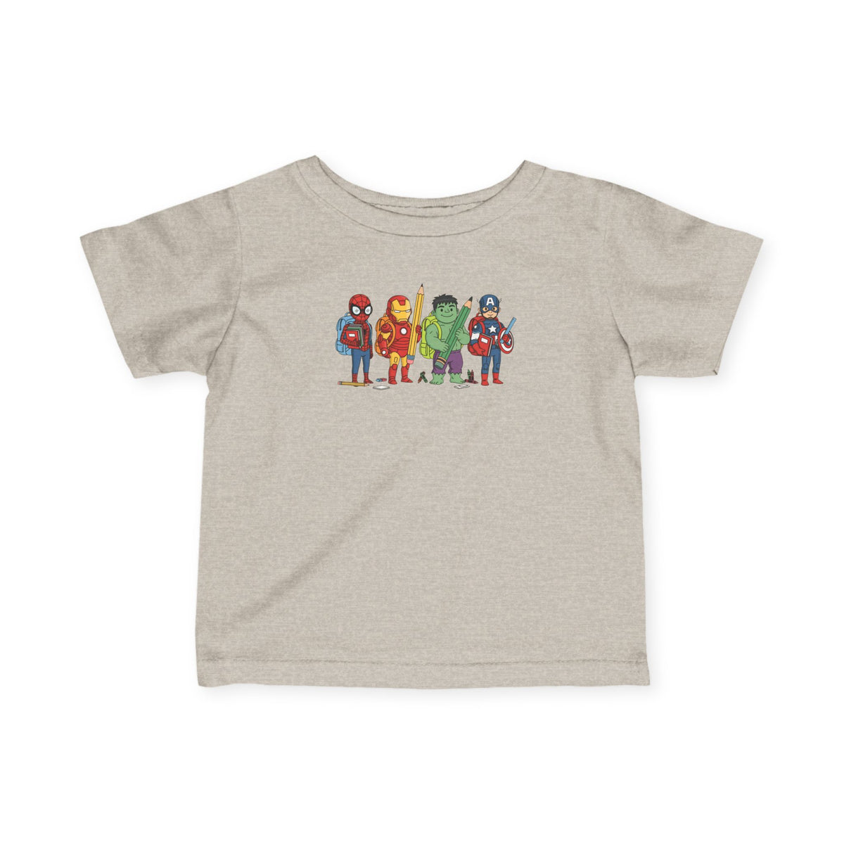 Baby Superhero Crew Tee - Cute Cartoon Heroes Infant Jersey Shirt