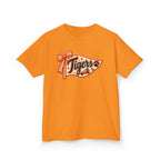 Kids Tigers Pennant T‑Shirt — Cute Orange Bow Vintage Sports Tee